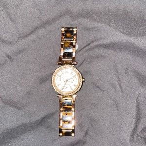 Designer Michael Kors rose gold watch with crystals